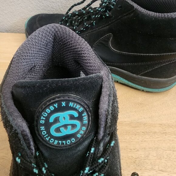 Nike Dunk Lunar Braata Mid STUSSY Black Turquoise Sneakers Mens 9 | 536526-030 - Picture 11 of 11